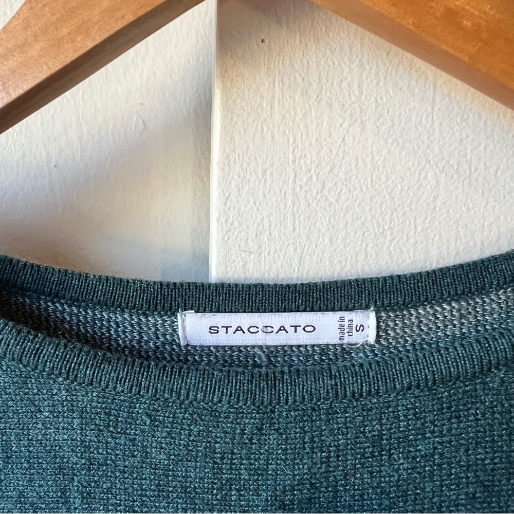 Staccato Teal and White Floral Sweater Womens Small - Picture 2 of 8